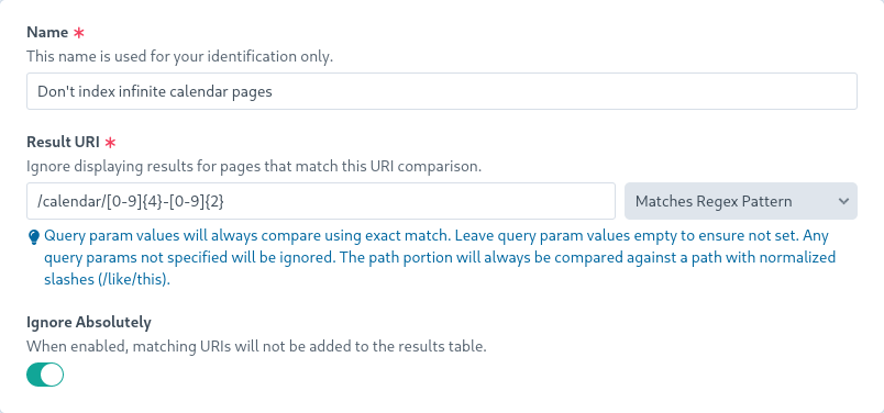 Add ignore rule interface using regular expressions